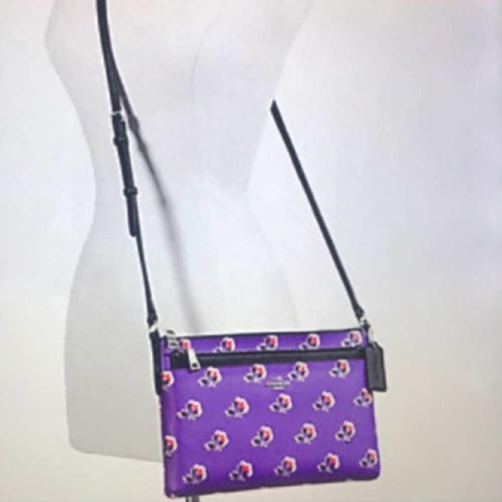 COACH Handbag and Wallet Duo Floral Purple Black Crossbody
